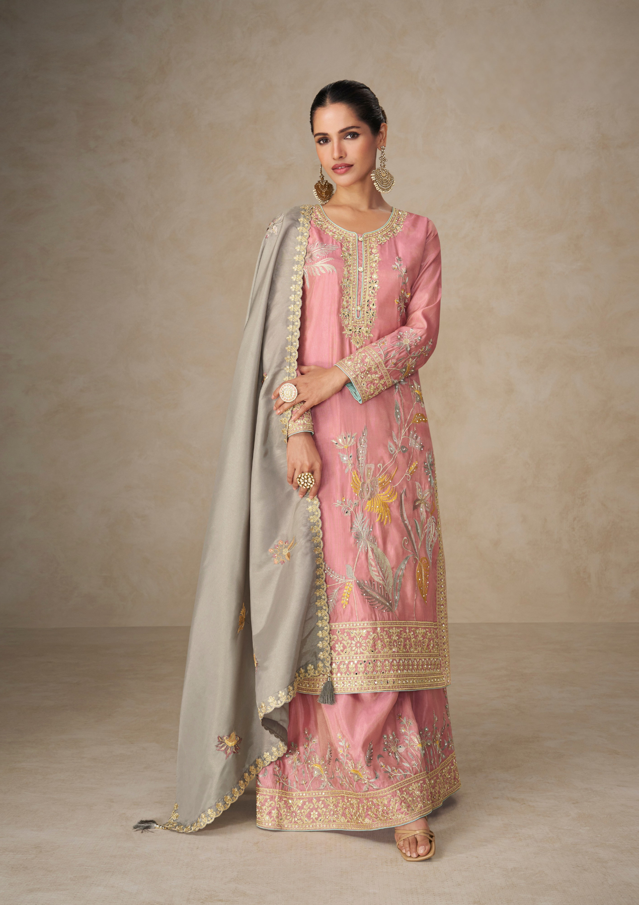 Elegant Premium Simar Silk Salwar Suit with Palazzo & Dupatta – Partywear Style