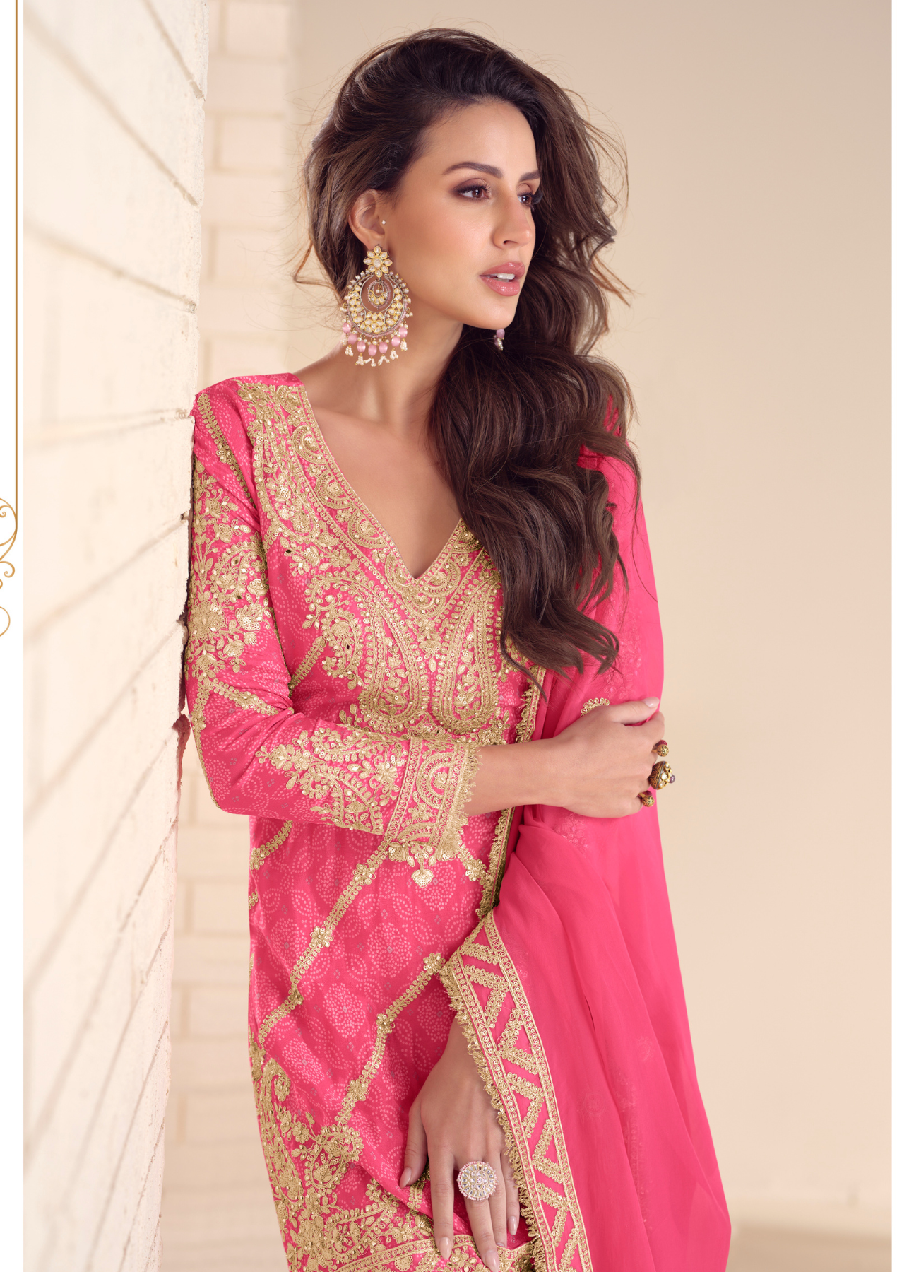 Real Chinon Digital Embroidered Salwar Suit with Handwork & Dupatta