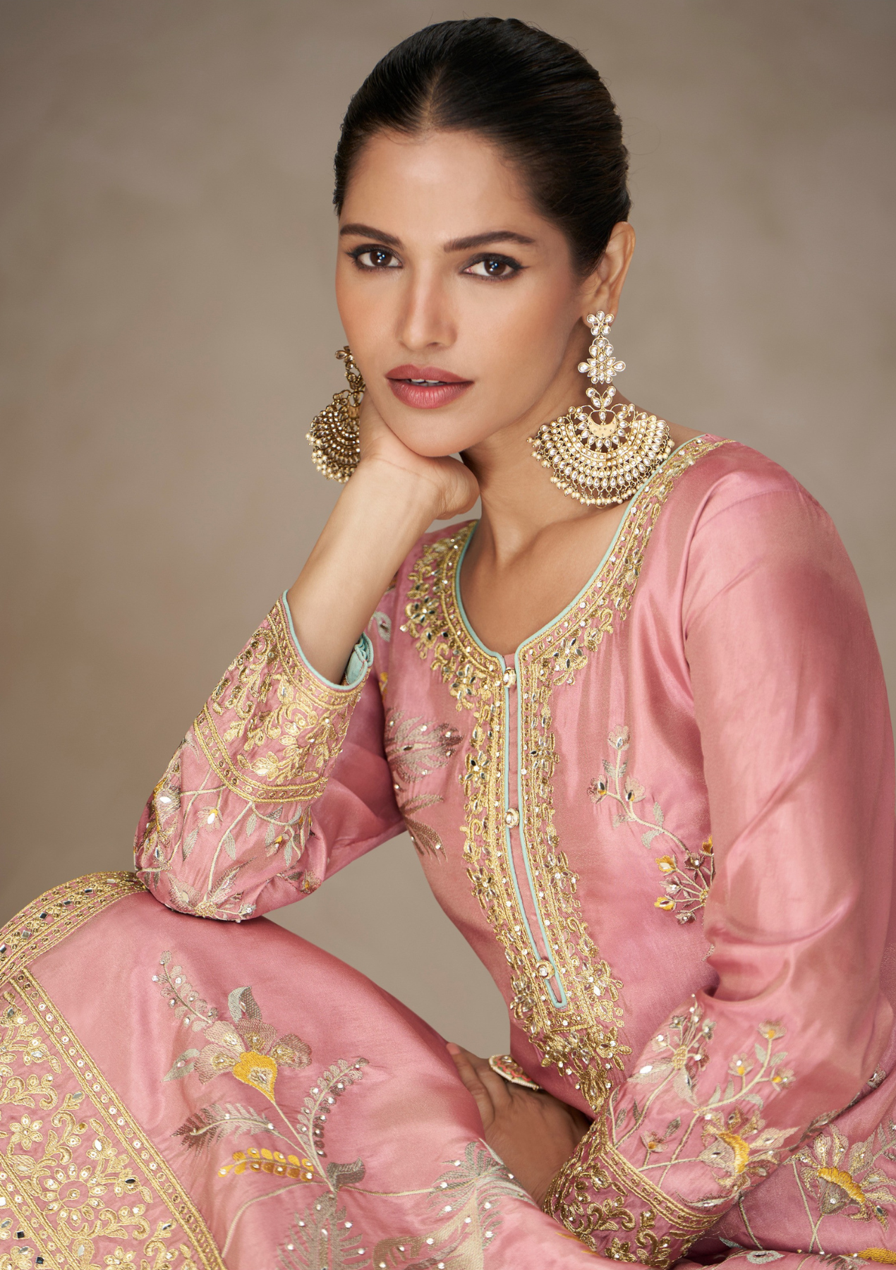 Elegant Premium Simar Silk Salwar Suit with Palazzo & Dupatta – Partywear Style