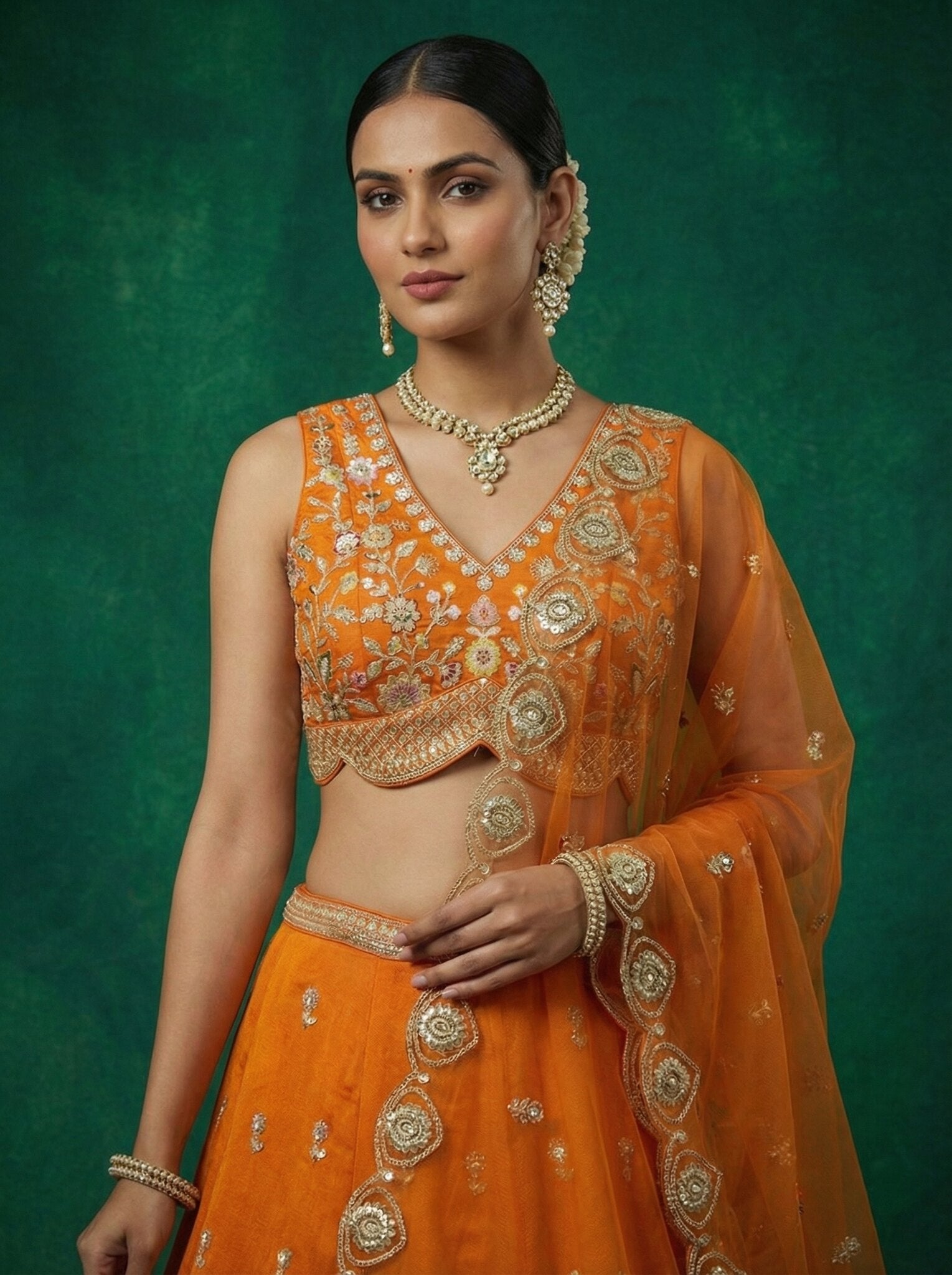 Premium Chinnon Floral Embroidered Lehenga Choli with Net Dupatta | Semi-Stitched Wedding & Party Wear Lehenga