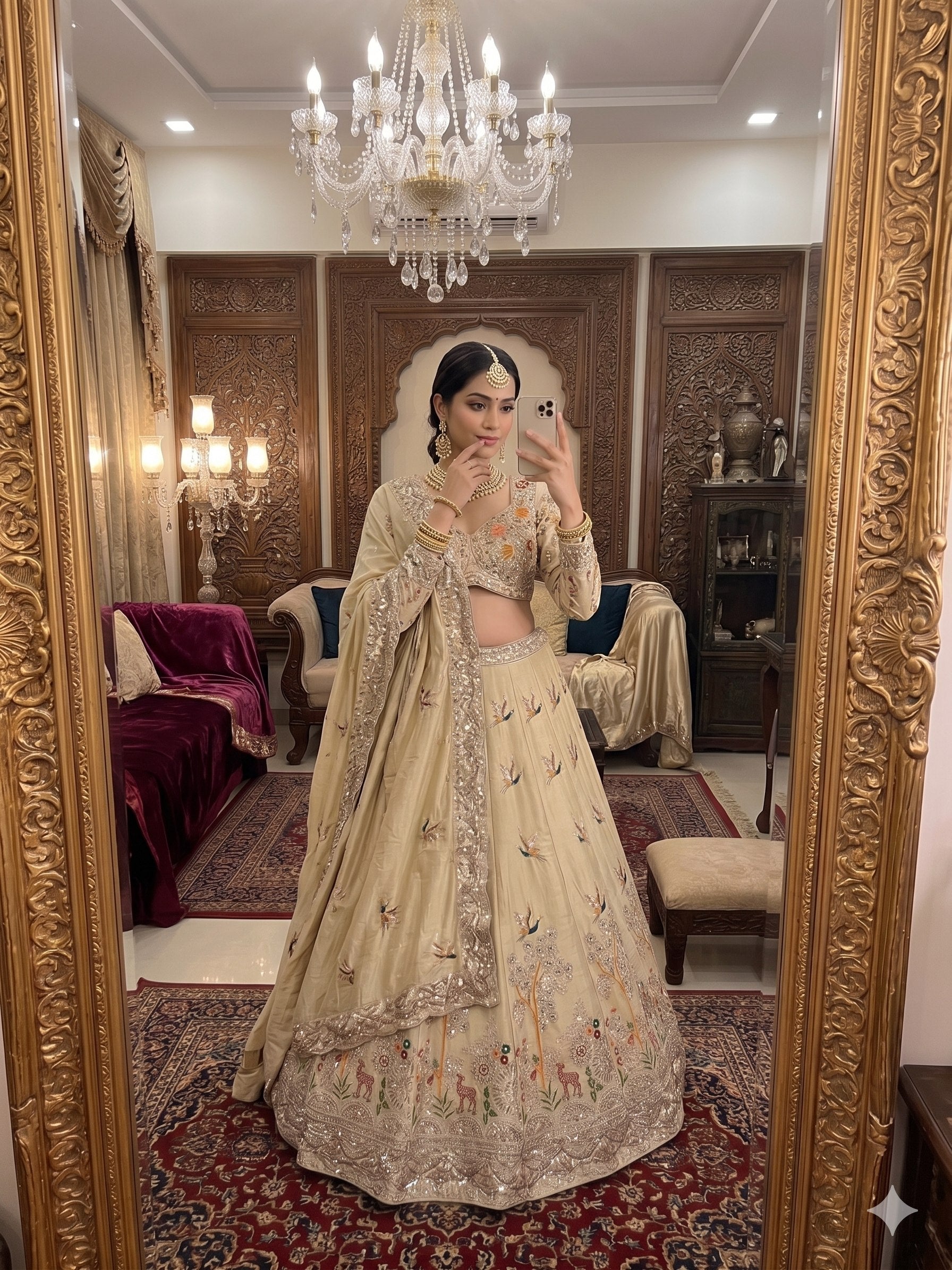Premium Rangoli Silk Lehenga Choli with Embroidery, Cutwork Dori & Sequins, Indian Bridal Wedding Party Wear, Designer Lehenga Set