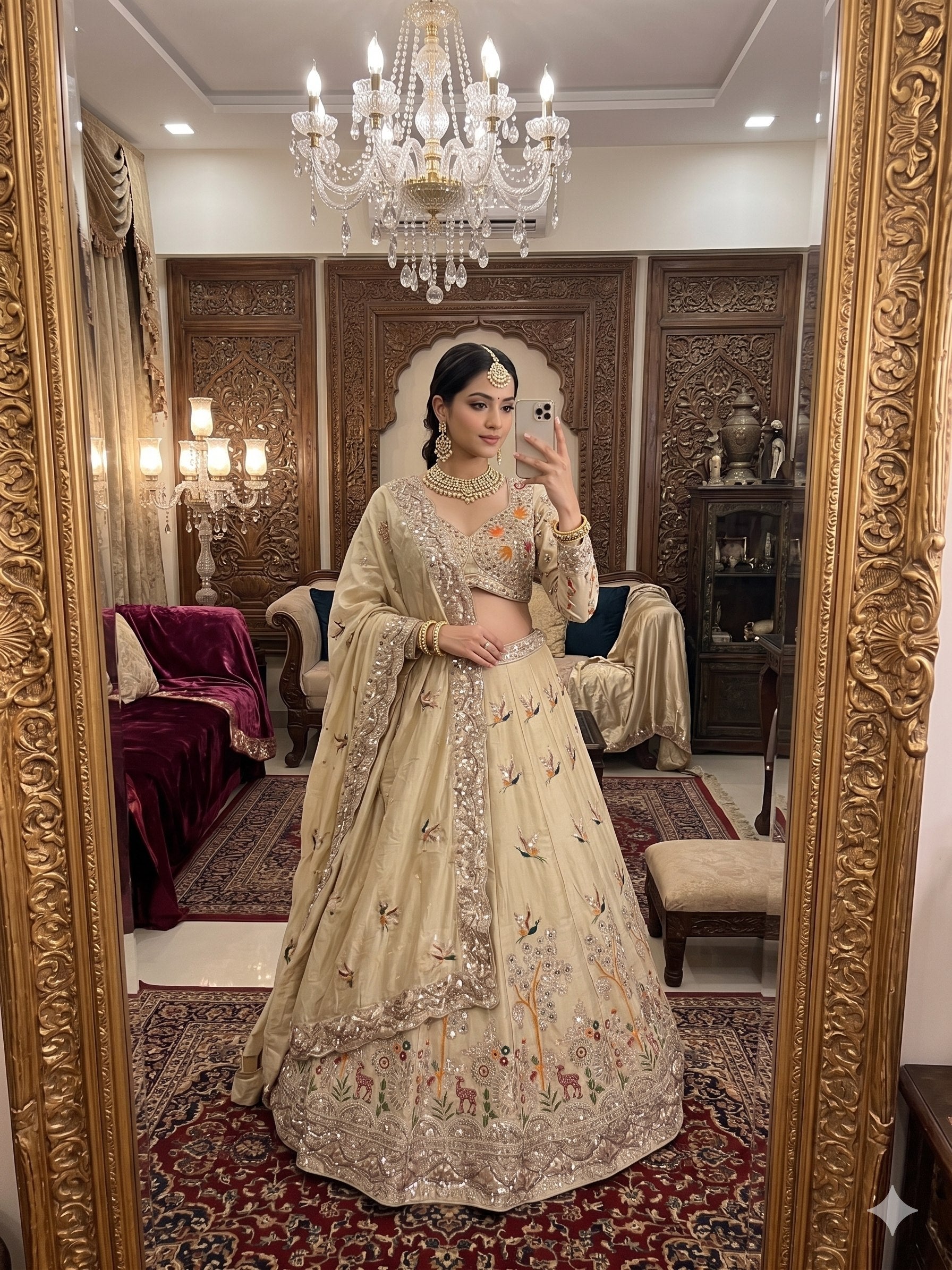 Premium Rangoli Silk Lehenga Choli with Embroidery, Cutwork Dori & Sequins, Indian Bridal Wedding Party Wear, Designer Lehenga Set