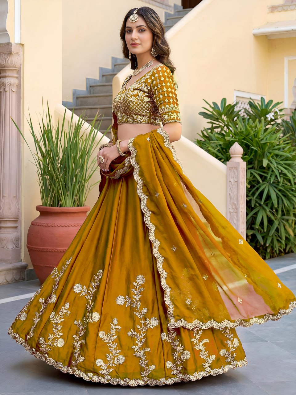 Festive Designer Rangoli Silk Lehenga Choli for Women