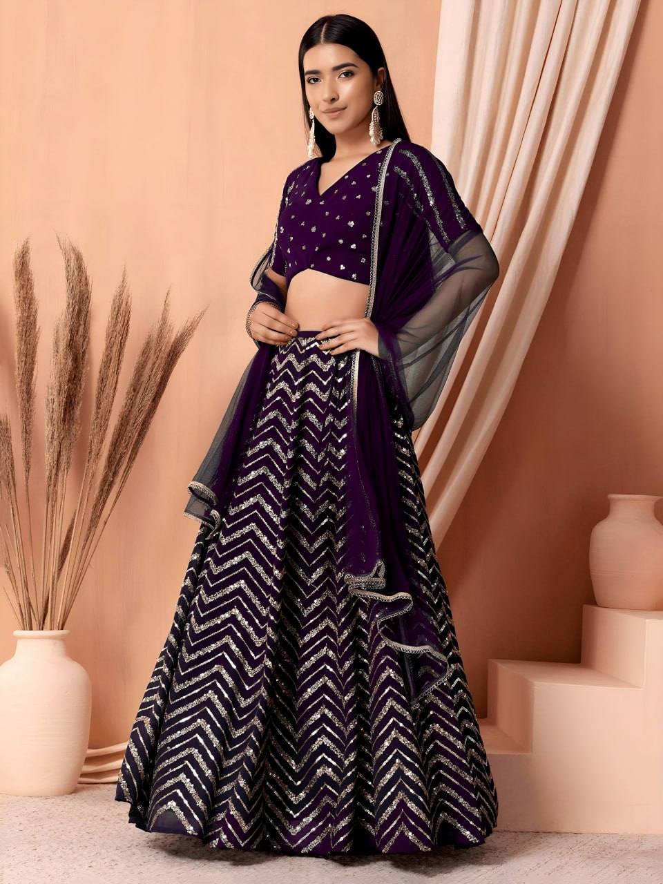NEW ARRIVAL | Premium Georgette Zari & Sequins Embroidered Lehenga Choli