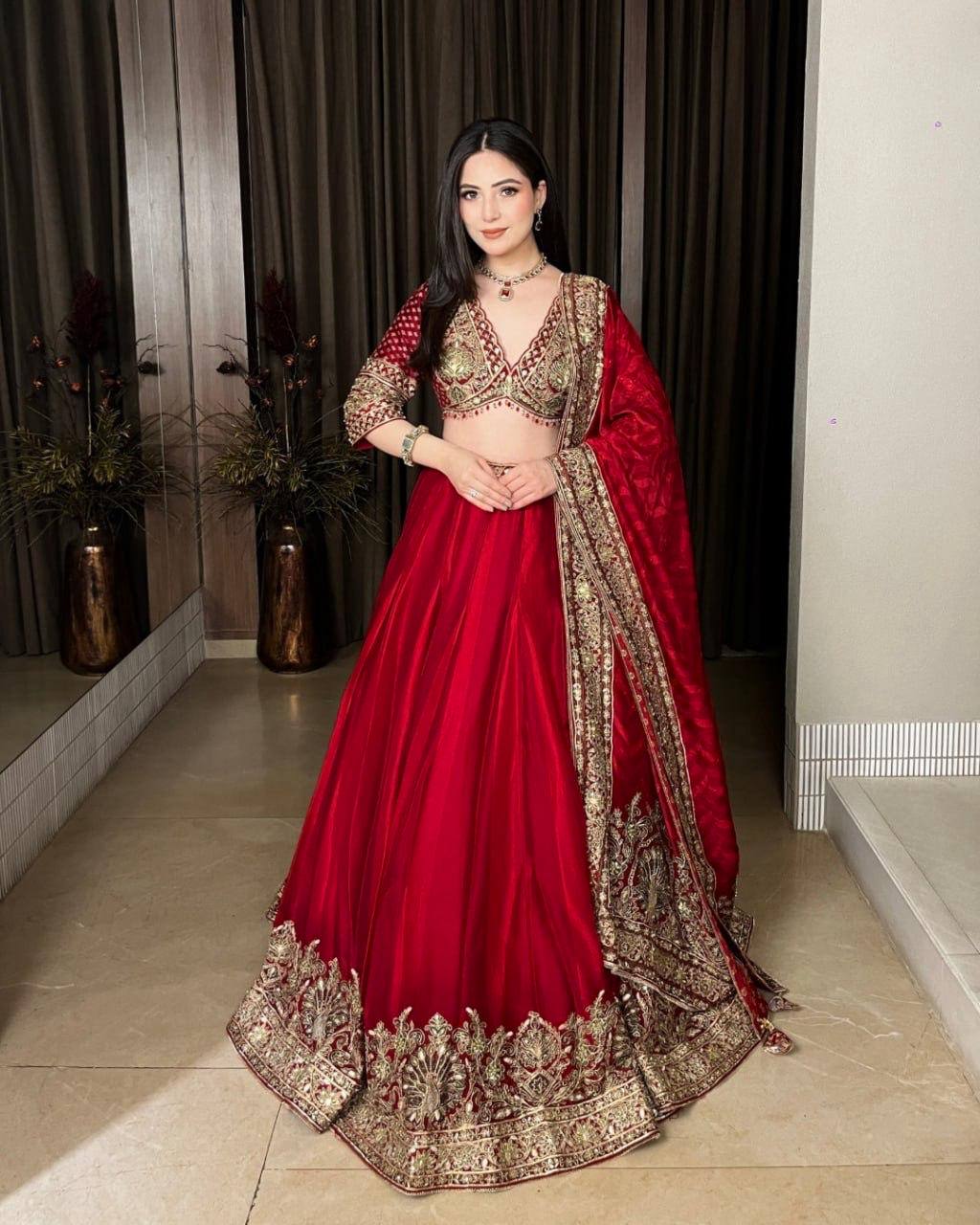 Premium Chinon Designer Lehenga Choli with Coding & Sequence Embroidery | Digital Printed Dupatta | Fully Stitched Wedding & Party Wear