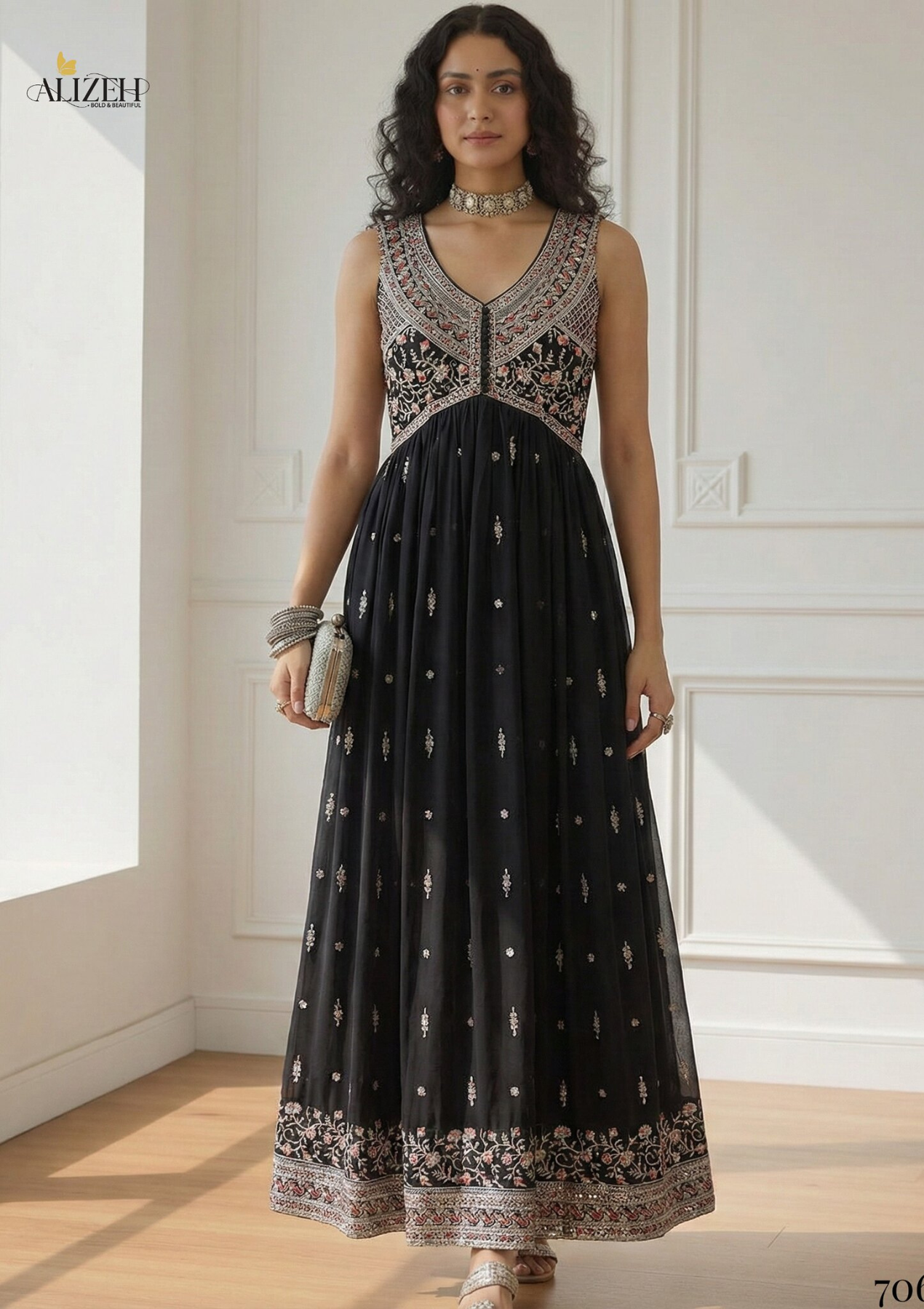 Rangoli Top with Santoon Inner & Bottom and Net Dupatta – Indo Western Set