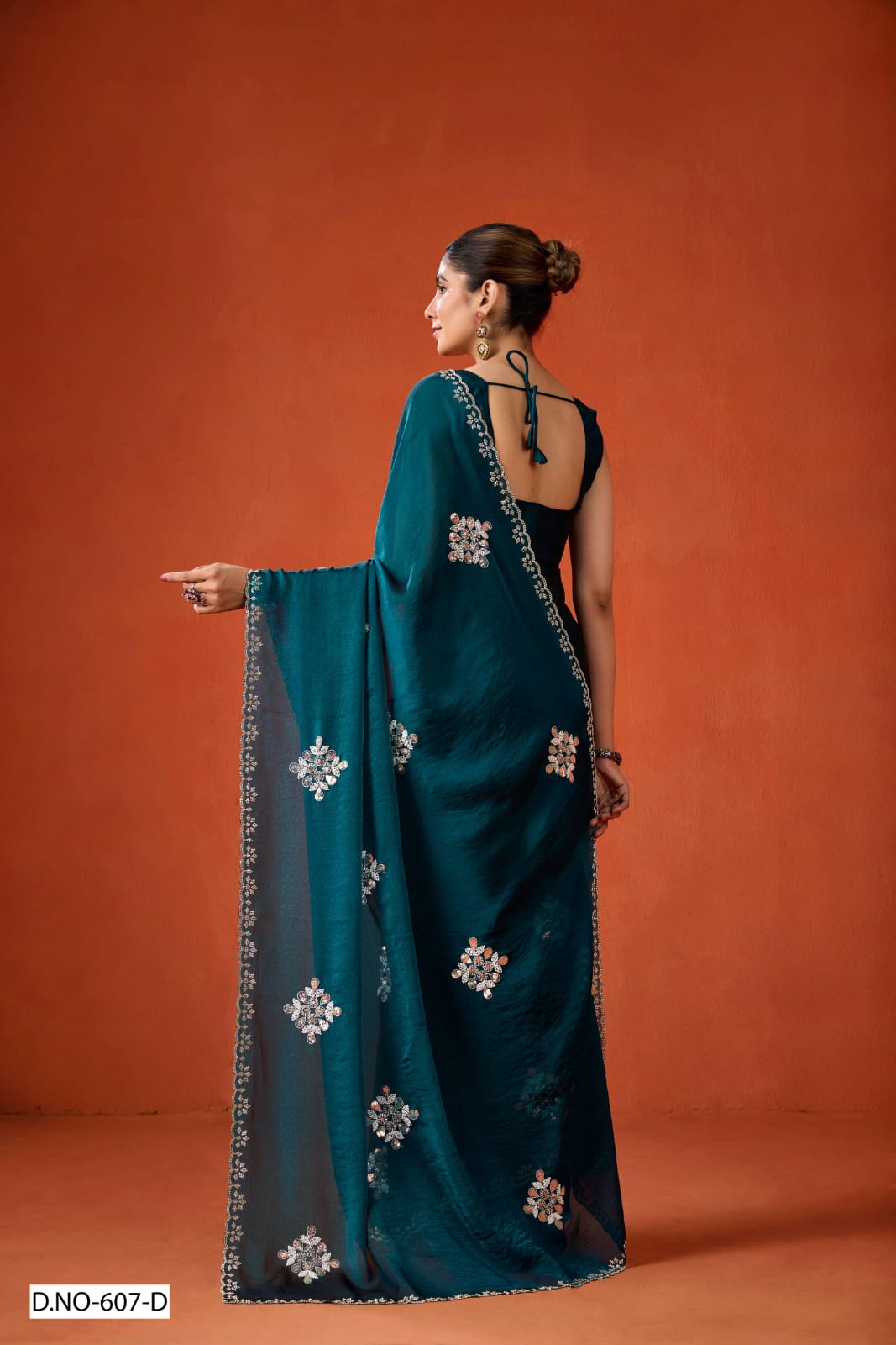 Magenta color NC Moss Saree with Beads, Sequins & Jarkan Border Work -Kotasilk