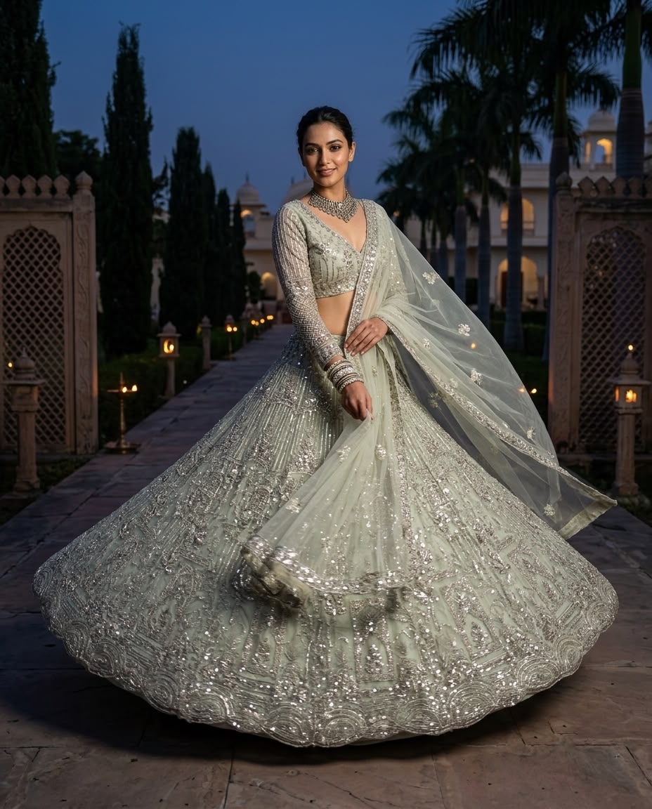 Premium Soft Net Lehenga Choli with Coding Sequins Embroidery | 4 Meter Flared Semi-Stitched Wedding & Party Wear Lehenga