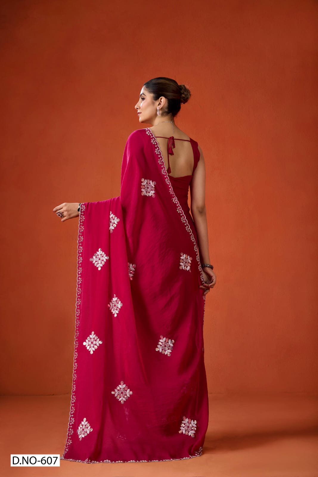 Pink color NC Moss Saree with Beads, Sequins & Jarkan Border Work -Kotasilk