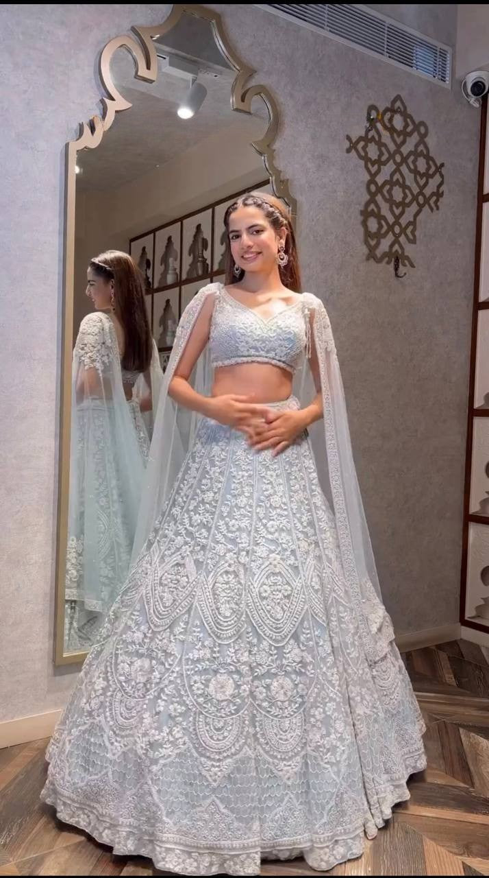 Elegant Net Lehenga | Sequins & Thread Work | Wedding & Party Wear