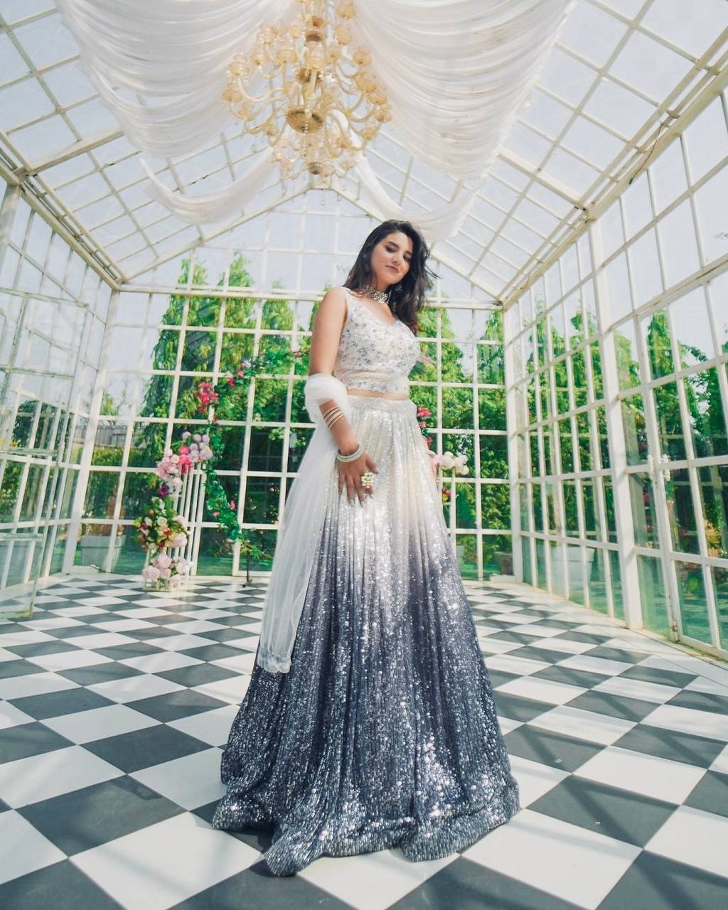 Elegant Shaded Georgette Silk Lehenga | Sequins Work | Party & Wedding Wear