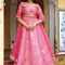 Elegant Pink Slub Silk Lehenga Choli with Zari, Dori & Sequins Embroidery