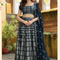 Dark Blue Georgette Lehenga Choli with Sequins & Thread Embroidery – Semi-Stitched with Soft Net Dupatta