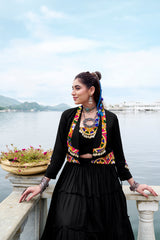 Navratri 2025 Pure Rayon black Lehenga Choli with Mirror Gamthi Work & Koti