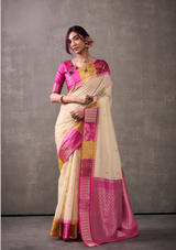 Modal Cotton Silk Saree with Rainbow Weaving – Wedding & Festival Elegance