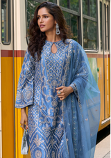 Premium Simar Silk Embroidered Salwar Suit with Mirror Work & Organza Dupatta – Sizes XL & XXL