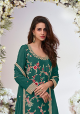 Heavy Premium Chinnon Embroidered Salwar Suit with Dupatta & Bottom – Free Size Stitched