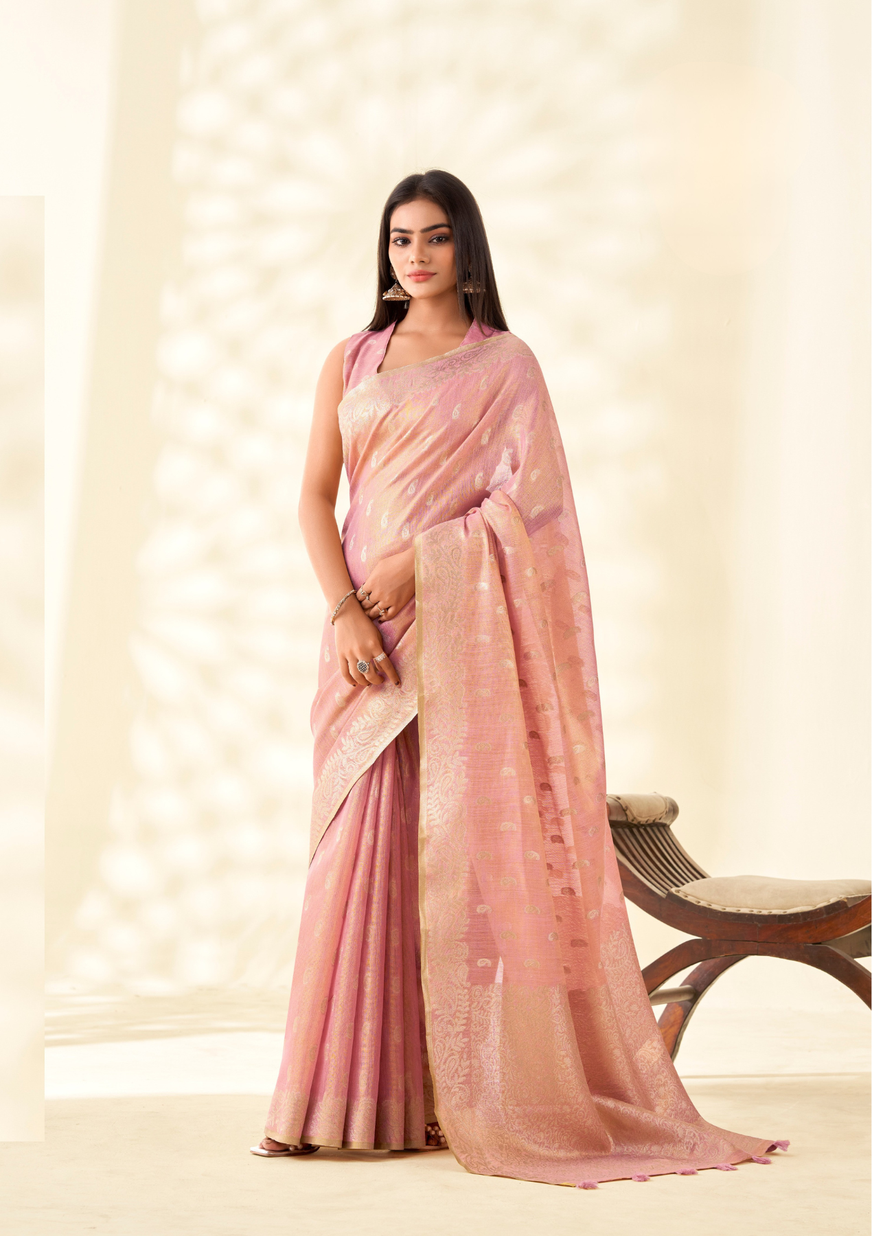 Tissue Linen Silk Banarasi Saree – Wedding & Festival Premium Edition