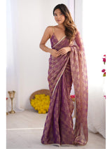 NC Box Chiffon Saree with Moti Lace Border – Elegant Party Wear