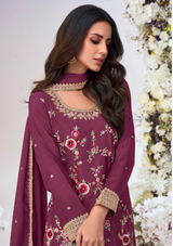 Heavy Premium Chinnon Embroidered Salwar Suit with Dupatta & Bottom – Free Size Stitched