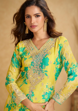 Real Chinon Embroidered Salwar Suit with Handwork & Dupatta