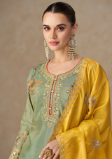 Elegant Premium Simar Silk Salwar Suit with Palazzo & Dupatta – Partywear Style