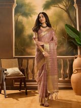 Elegant Khadi Organza Jacquard Saree with Matching Blouse – Festive & Wedding Wear