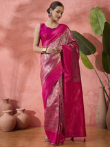 Elegant Poly Silk Jacquard Saree with Intricate Weave – Festive & Wedding Ready