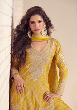Real Chinon Digital Embroidered Salwar Suit with Handwork & Dupatta