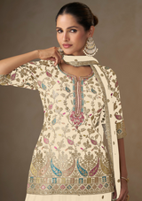 Real Chinon Embroidered Salwar Suit with Palazzo & Dupatta – Free Size Elegance
