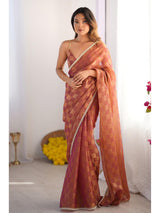 NC Box Chiffon Saree with Moti Lace Border – Elegant Party Wear