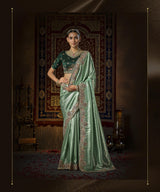 Bridal Silk with Cutwork, Hand Zarkan & Multi-Work Embroidery kanjivaram saree