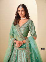 Art Silk Green Lehenga Choli with Net Dupatta & Can-Can – Festive Wear by Kotasilk