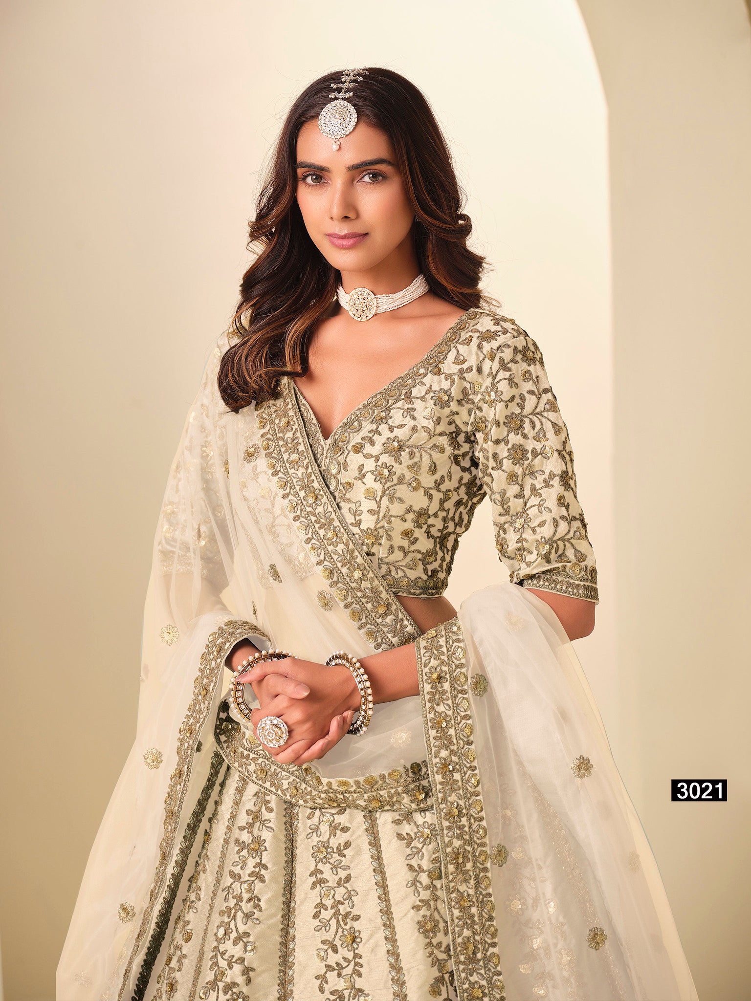 Art Silk Beige Lehenga Choli with Net Dupatta & Can-Can – Festive Wear by Kotasilk