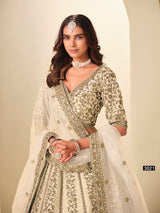 Art Silk Beige Lehenga Choli with Net Dupatta & Can-Can – Festive Wear by Kotasilk