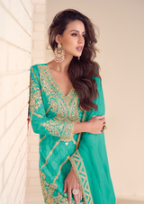 Real Chinon Digital Embroidered Salwar Suit with Handwork & Dupatta