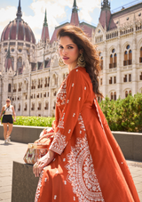Real Premium Silk & Organza Embroidered Salwar Suit with Front-Cut Top & Dupatta – Free Size Stitched