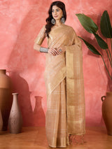 Elegant Khadi Organza Jacquard Saree with Matching Blouse – Festive & Wedding Wear