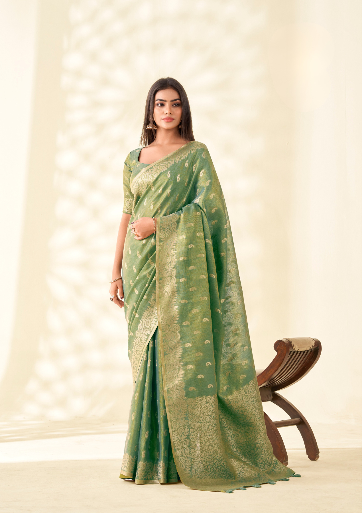 Tissue Linen Silk Banarasi Saree – Wedding & Festival Premium Edition