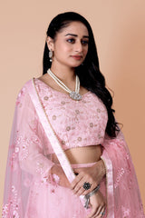 Georgette Lehenga Choli with Zari & Sequins Embroidery and Net Dupatta – Kotasilk