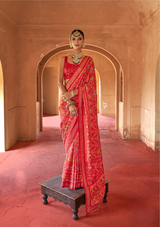 Super Polyester & Viscose Saree with Traditional Patola Design – Party & Festival Wear