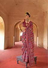 Super Polyester & Viscose Saree with Traditional Patola Design – Party & Festival Wear