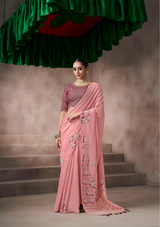 Chic Viscose Cotton Saree | Fancy Worked Blouse | Elegant Tassels | Festive Wear