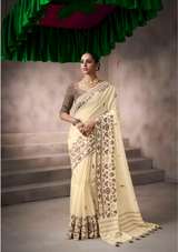 Chic Viscose Cotton Saree | Fancy Worked Blouse | Elegant Tassels | Festive Wear