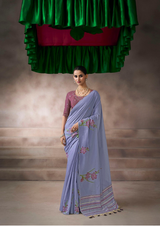 Chic Viscose Cotton Saree | Fancy Worked Blouse | Elegant Tassels | Festive Wear