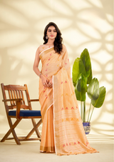 Elegant Linen Silk Saree – Lightweight & Stylish Office Wear