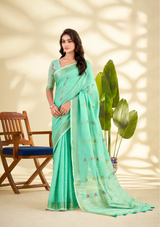 Elegant Linen Silk Saree – Lightweight & Stylish Office Wear
