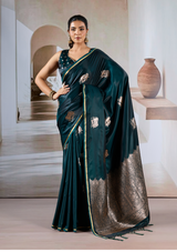 Pure Satin Handloom Pichwai Saree with Traditional Weaving – Festive & Wedding Wear