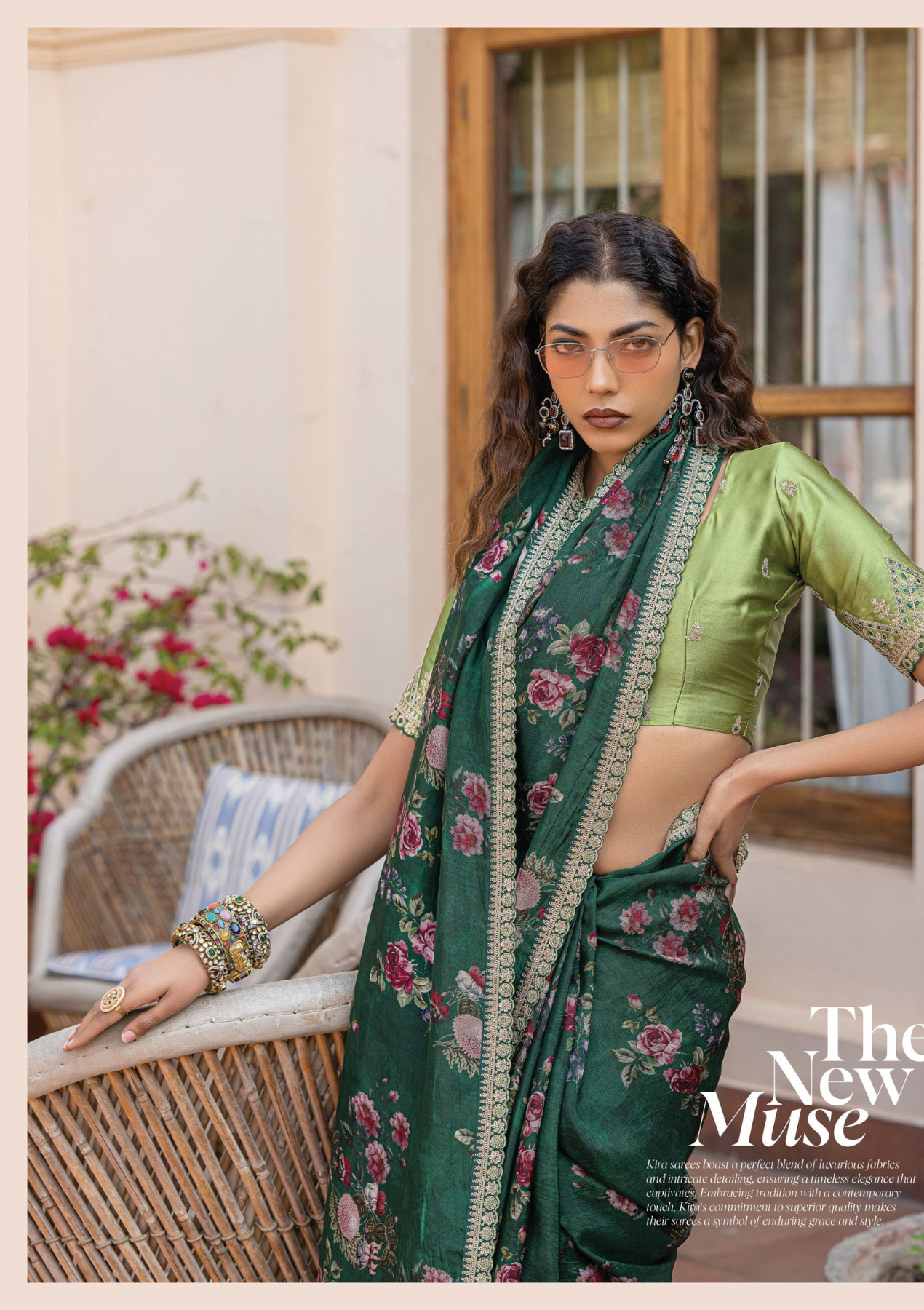 Pure Viscose Dola Silk Saree with Floral Print & Designer Embroidered Blouse – Party & Festive Wear