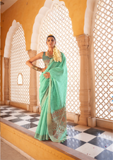 Handloom Tussar Silk Saree with Elegant Weaving – Wedding & Festive Wear